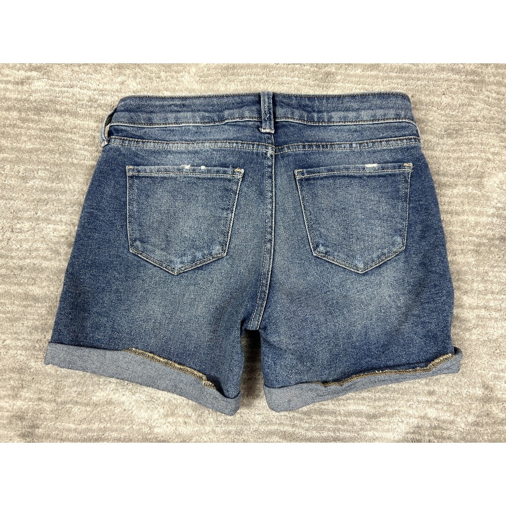 AriZona Juniors Shorts Size 3 Blue Distressed Ripped Cuffed Boyfriend - Picture 7 of 12